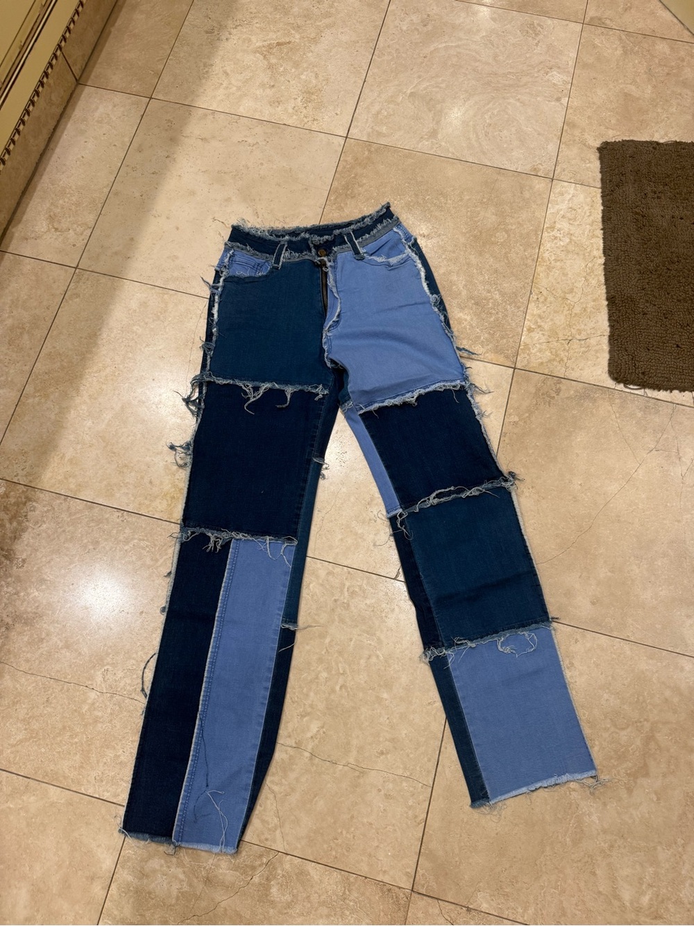 Two-Tone Patchwork Women’s Jeans – Blue
